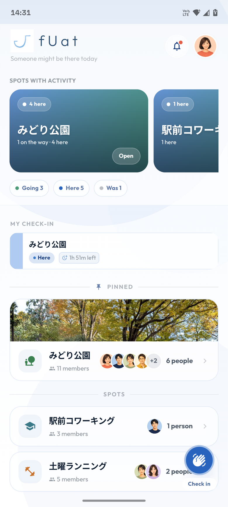 fUat Home — your spots with Going and Here
